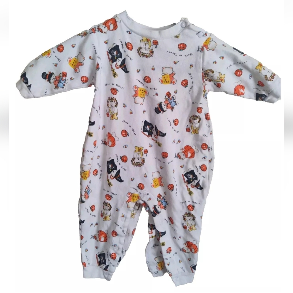 Vintage Baby Beginnings Trick Or Treat Bodysuit Size 6-9 Month Cotton Halloween